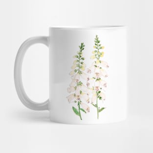 2 white foxgloves flowers blossom ink and watercolor Mug